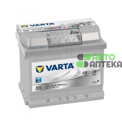 Автомобільний акумулятор VARTA Silver Dynamic C6 6СТ-52Ah АзЕ 520A (EN) 552401052