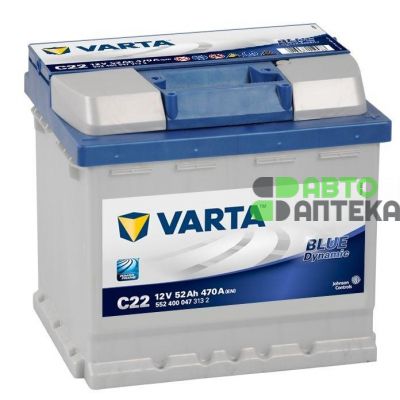 Автомобільний акумулятор VARTA Blue Dynamic C22 6СТ-52Ah АзЕ 470A (EN) 552400047