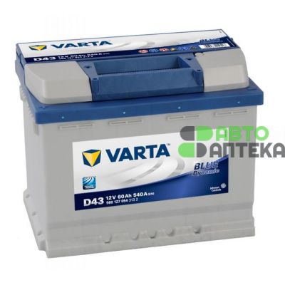 Автомобильный аккумулятор VARTA Blue Dynamic D43 6СТ-60Ah Аз 540A (EN) 560127054