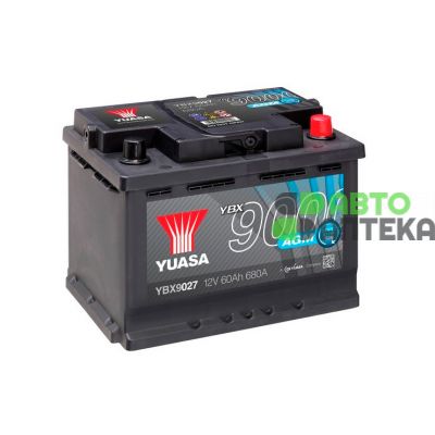 Автомобильний аккумулятор YUASA AGM Start Stop 6СТ-60Ah АзЕ 640A (EN) YBX9027