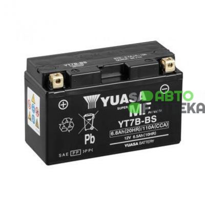 Мото аккумулятор Yuasa MF VRLA Battery AGM 6СТ-6,5Ah Аз 110А (EN) сухозаряженный YT7B-BS