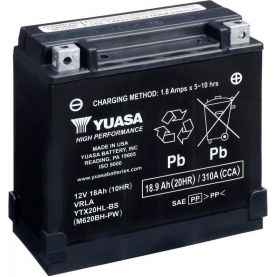 Мото аккумулятор Yuasa High Performance MF VRLA Battery AGM 6СТ-18,9Ah АзЕ 310А (EN) сухозаряженный YTX20HL-BS 