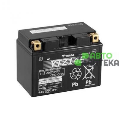 Мото аккумулятор Yuasa High Performance MF VRLA Battery GEL 6СТ-11,8Ah Аз 230А (EN) YTZ14S