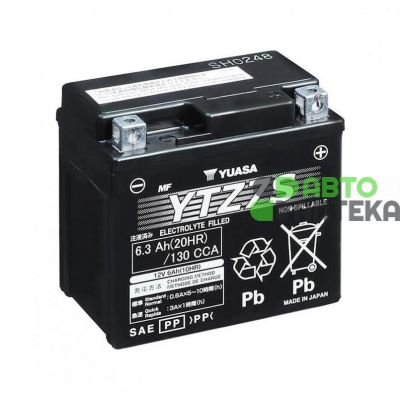Мото аккумулятор Yuasa High Performance MF VRLA Battery GEL 6СТ-6,3Ah АзЕ 130А (EN) YTZ7S