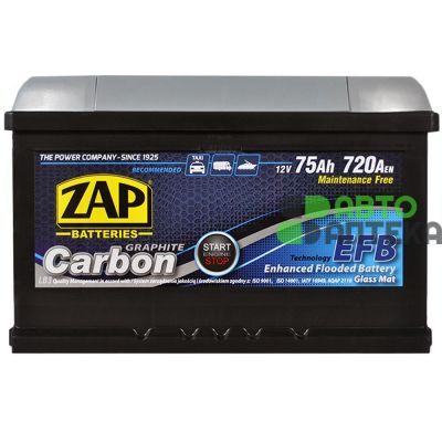 Автомобильный аккумулятор ZAP Carbon EFB 6СТ-75Ah АзЕ 720A 575 08z