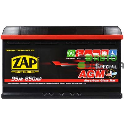 Автомобильный аккумулятор ZAP AGM 6СТ-95Ah АзЕ 850A 595 02z