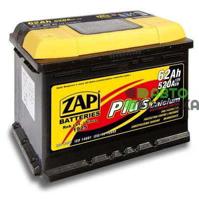 Автомобильный аккумулятор ZAP Plus 6СТ-62Ah АзЕ 520A (EN)
