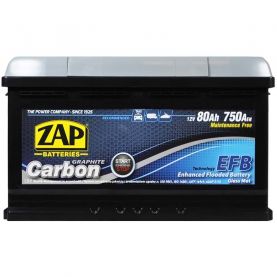 Автомобильный аккумулятор ZAP Carbon EFB (LB4) 80Аh 750А R+ (h=175) 580 08z
