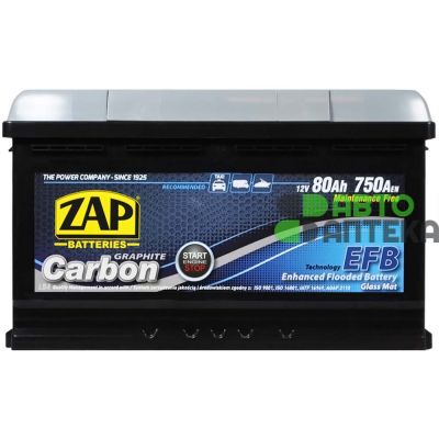 Автомобильный аккумулятор ZAP Carbon EFB (LB4) 80Аh 750А R+ (h=175) 580 08z