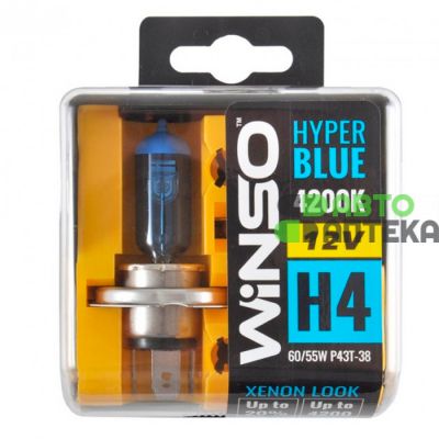 Лампа галогенна WINSO (12V H4 HYPER BLUE 4200K 60/55W P43t-38 SET) 712450