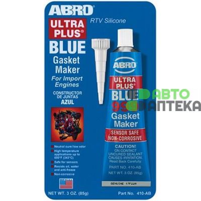 Герметик прокладка ABRO Ultra Plus Blue Gasket Maker + 343 ° C синій 410-AB 85г