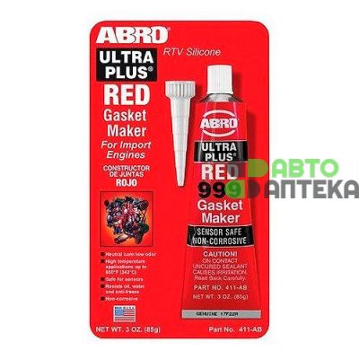 Герметик прокладка ABRO Ultra Plus 999 Red Gasket Maker красный +343°C 85г 411-AB