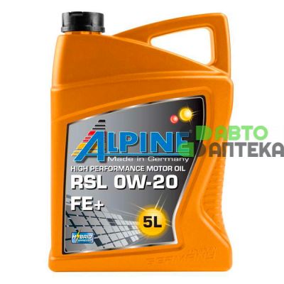 Автомобильное моторное масло ALPINE RSL 0W-20 FE+ 5л 1695-5