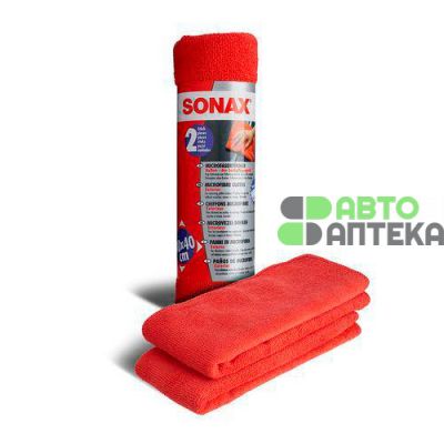 Набор салфеток Sonax Microfibre Cloths Outside с микрофибры для кузова красная 2шт 40х40 см 416241