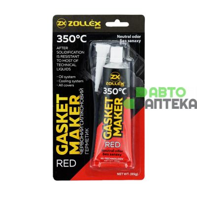 Герметик прокладка Zollex Red Gasket Maker Premium + 350 ° C червоний 85г