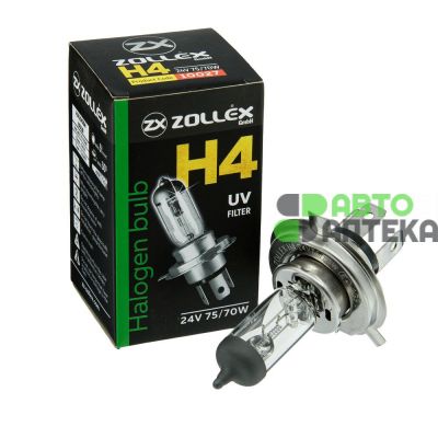 Автолампа Zollex Halogen UV Filter 10027 (P43t, H4, 2800K, 24V, 75/70W)