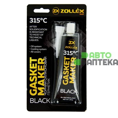 Герметик прокладка Zollex Black Gasket Maker +260 ° чорний 85г