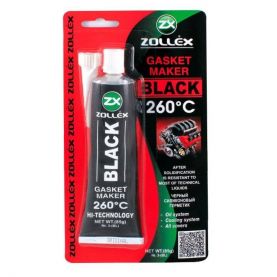Герметик прокладка Zollex Black Gasket Maker Premium +260°C чёрный 85г