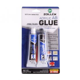 Клей Zollex Acrylic AB Glue акриловый с наполнителем из стали ST-405А 2*28,3г