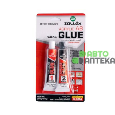 Клей Zollex Acrylic AB Glue акриловый прозрачный CL-305А 2*28,3г