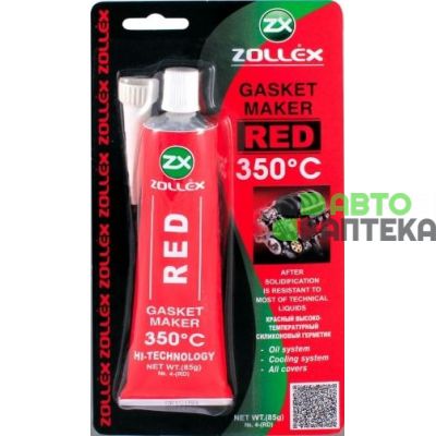 Герметик прокладка Zollex Red Gasket Maker +350°C красный 25г