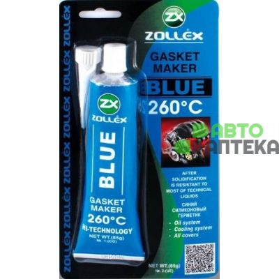 Герметик прокладка Zollex Blue Gasket Maker +260°C синий 85г