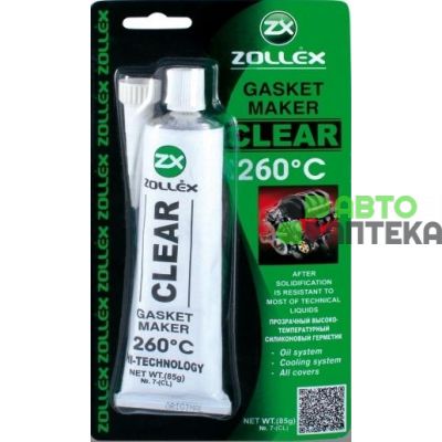Герметик прокладка Zollex Clear Gasket Maker +260°C прозрачный 25г