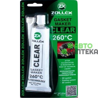 Герметик прокладка Zollex Clear Gasket Maker +260°C прозрачный 85г
