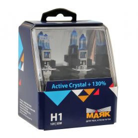 Автолампа МАЯК Active Crystal +130% комплект (P14.5s, H1, 4000K, 12V, 55W) MK 72120AC+130
