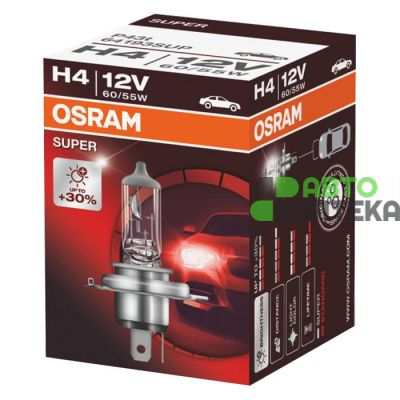 Автолампа Osram Super +30% (P43t, H4, 3200K, 12V, 60/55W) 64193 SUP