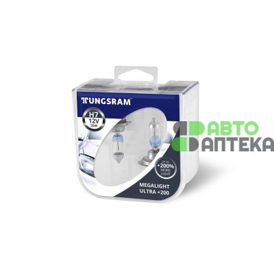 Автолампа TUNGSRAM Megalight Ultra +200 комплект (PX26d, H7, 12V, 55W) TU 58520XHU.2PL