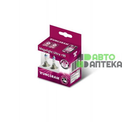 Автолампа TUNGSRAM Megalight Ultra +90 комплект (PX26d, H7, 12V, 55W) TU 58520SXU.2D