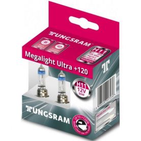 Автолампа TUNGSRAM Megalight Ultra +120 комплект (PGJ19-2, H11, 12V, 55W) TU 50310NU.2D