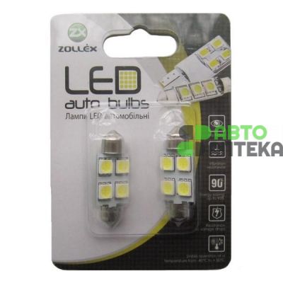 Автолампа Zollex LED V220324 1шт. (Festoon/36mm, white, 24V, SMD 5050x4)