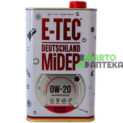 Автомобільне моторне масло E-TEC Midep 0W-20 1л 51250001