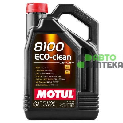 Автомобільна моторна олива MOTUL 8100 Eco-Clean 0w20 5л 108862