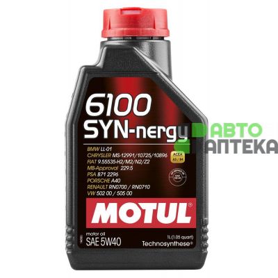 Автомобильное моторное масло MOTUL 6100 Synergie+ 5w-40 1л 107975