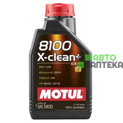 Автомобильное моторное масло MOTUL 8100 X-clean+ C3 5w-30 1л 106376