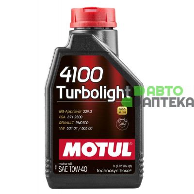 Автомобильное моторное масло MOTUL 4100 Turbolight 10W-40 1л 108644