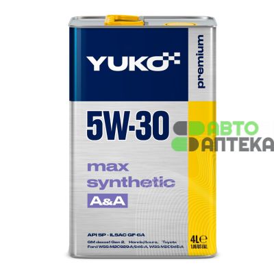 Автомобильное моторное масло YUKO MAX SYNTHETIC A/A 5W-30 4л 4823110401521